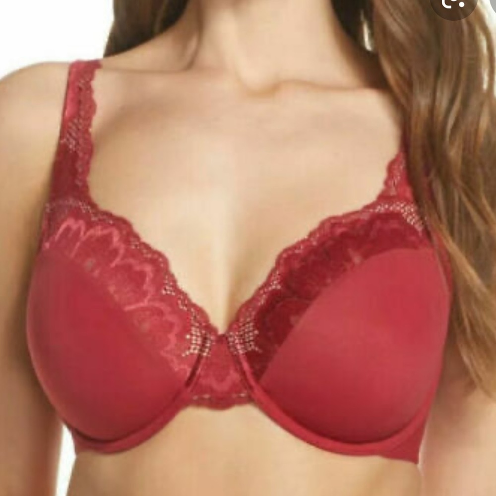 True and Co. Underwire Unlined Lace Trim Full Cover Bra